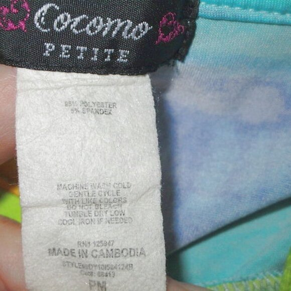 Cocomo STRETCH Jersey Size S M BLOUSE Tunic Top OMBRE Sleeveless V-NECK Colorful - Picture 8 of 8